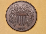 1864 Two-Cent piece in About Uncirculated - 58