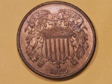 Very Choice Brilliant Uncirculated 1865 Two-Cent in Red-Brown