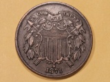 Better Date 1871 Two-Cent in Extra Fine