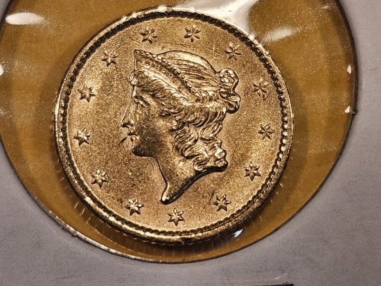 GOLD! Brilliant Uncirculated 1852 Gold Dollar