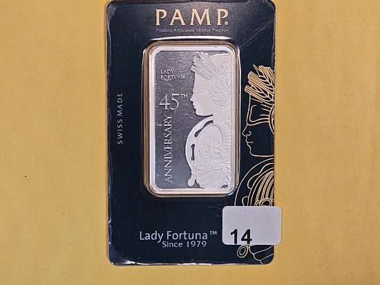 SILVER! PAMP SUISSE One Troy ounce .999 fine silver bar