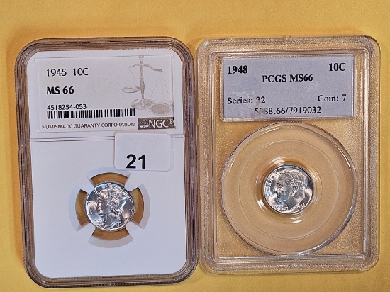 Two GEM, PCGS and NGC-graded silver Dimes