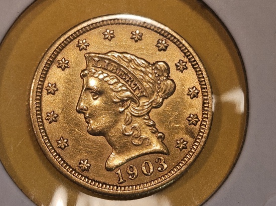 GOLD! Choice Brilliant Uncirculated plus - details 1903 Liberty Head Gold $2.5 Dollars