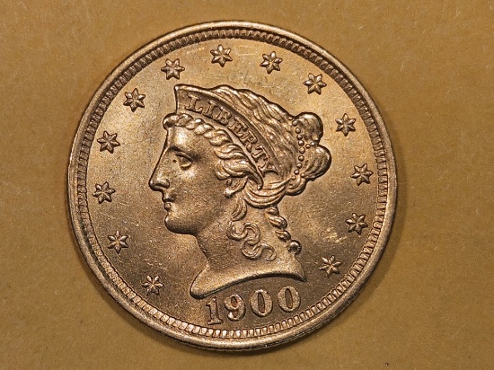 GOLD! Choice Brilliant Uncirculated plus 1900 Liberty Head Gold $2.5 Dollars