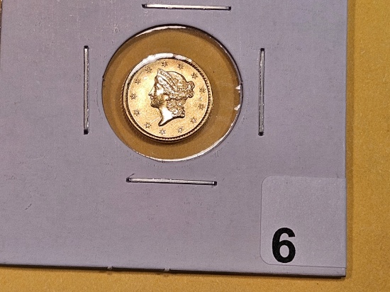 GOLD! Choice Brilliant Uncirculated plus 1853 Gold Dollar