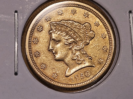 GOLD! ** Semi-Key 1856-O Gold Liberty Head $2.5 Dollars in About Uncirculated