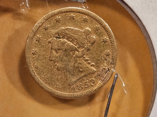 GOLD! Better Date 1853 Gold Liberty Head $2.5 Dollars