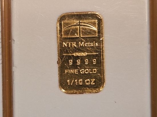 GOLD! NTR Metals One-tenth ounce .9999 fine gold bar