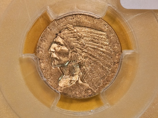 GOLD! PCGS 1928 Indian Head Gold $2.5 Dollars in Mint State 63