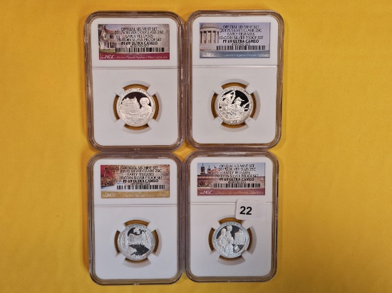 Four NGC-graded Silver Washington Quarters in Proof 69 Ultra Cameo