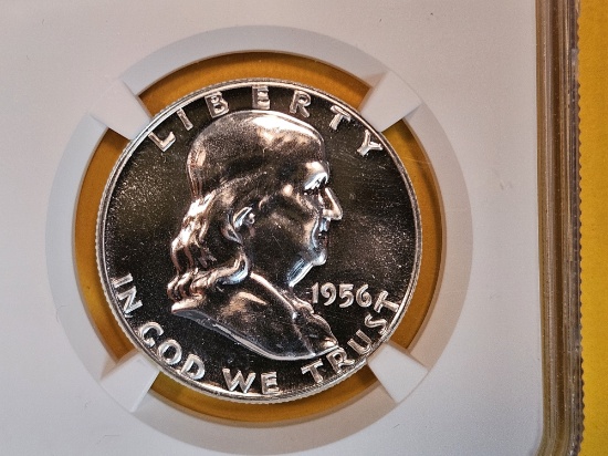 GEM! NGC 1956 Franklin silver Half Dollar in Proof 67