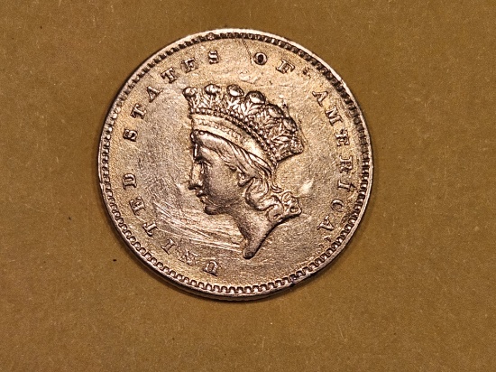 GOLD! Scarcer 1854 Type 2 Gold Dollar in Brilliant About Uncirculated - details