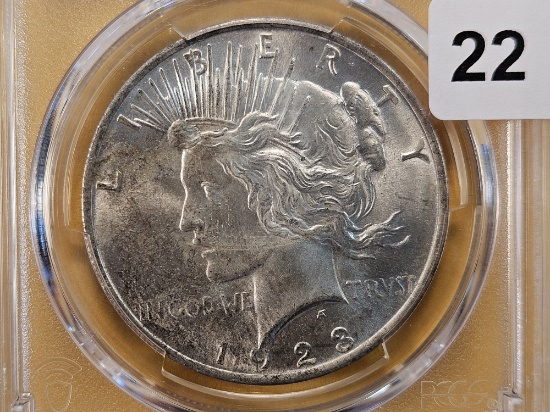 PCGS 1923 Peace Silver Dollar in Mint State 63