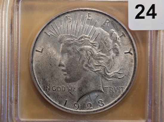 ICG 1922 Peace Silver Dollar in Mint State 63