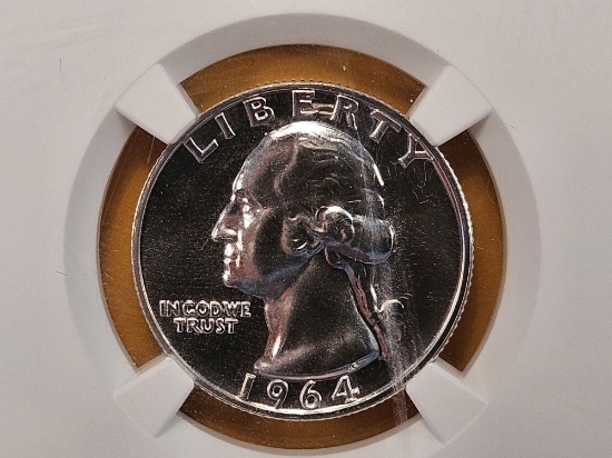 NGC 1964 Washington Silver Quarter in Proof 69
