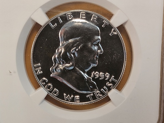 NGC 1959 Franklin Silver Half Dollar in Proof 67