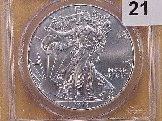 PCGS 2014-(W) American Silver Eagle in Mint State 69