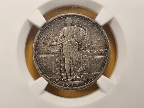 Semi-key Date NGC 1917-D Standing Liberty Quarter in AU-53
