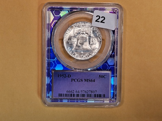 PCGS 1952-D Franklin silver Half Dollar in Mint State 64