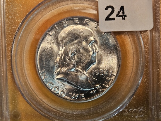 PCGS 1952 Franklin silver Half Dollar in Mint State 64 FBL