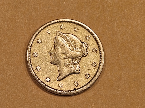 GOLD! Bright 1850 Gold Dollar