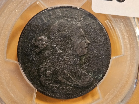 PCGS 1802 Draped Bust Large Cent in Fine - details