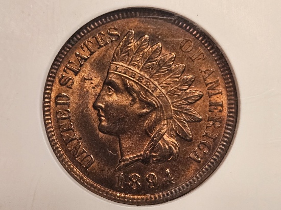 * NGC 1894 Indian Cent in Mint State 63 Red-Brown