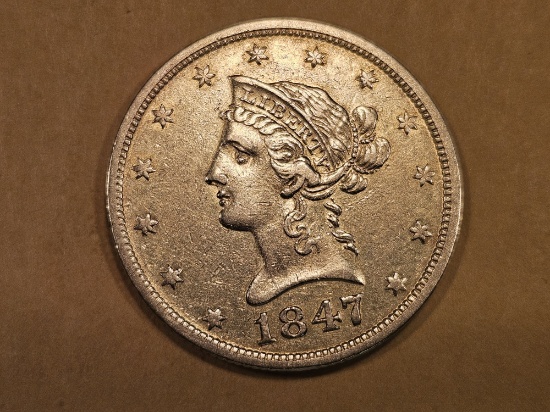 GOLD! SEMI-KEY 1847-O Gold Ten Dollar Liberty head