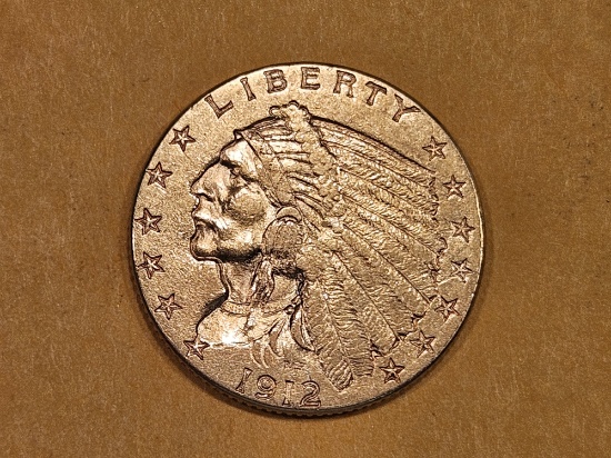GOLD! 1912 Gold Indian Head $2.5 Dollars