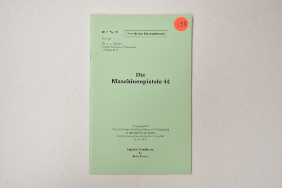 MACHINE PISTOL 44 BOOK