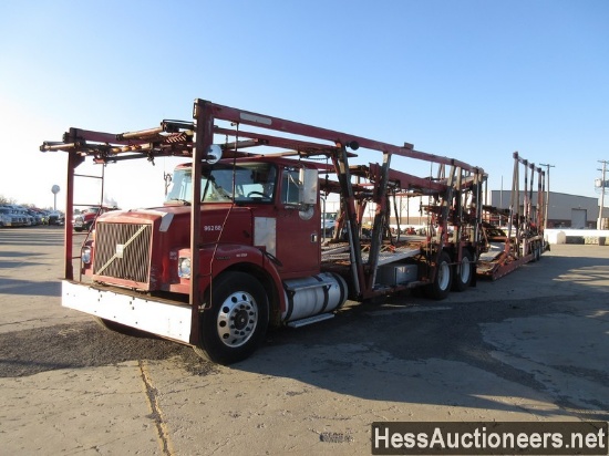 2001 VOLVO WAH64 T/A DAYCAB WITH COTTRELL CAR CARRIER