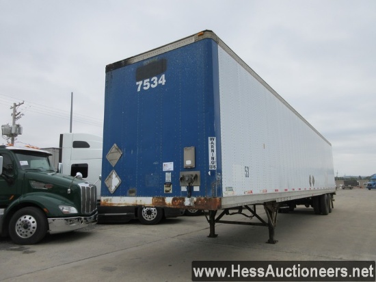 1999 STOUGHTON 53' X 102&quot; VAN TRAILER, TITLE DELAY, 70000 GVW, T/A, AIR SUSP, STEEL WHEELS, SWI