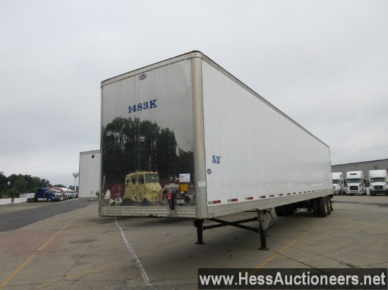 2006 UTILITY 53' DRY VAN TRAILER, 65000 GVW, T/A, AIR SUSP, 295/75R22.5 ON STEEL WHEELS, SWING RR DO