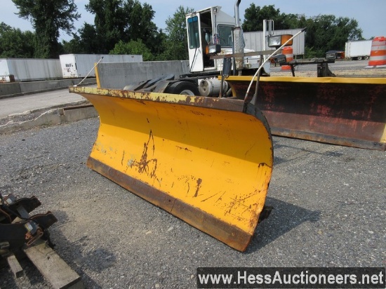 10' HYDRAULIC SNOW PLOW, TAKEN OFF A DUMP TRUCK, WITH RECEIVER HITCH, STOCK # 53100