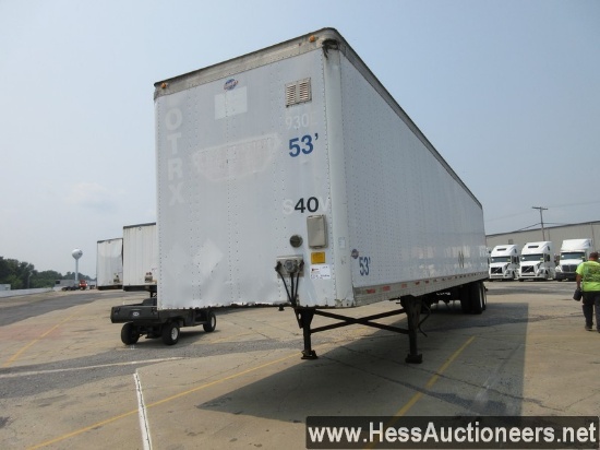 1997 UTILITY 53' X 102&#34; DRY VAN TRAILER, 65000 GVW, T/A, AIR SUSP, 285/75R24.5 ON STEEL WHEELS, 