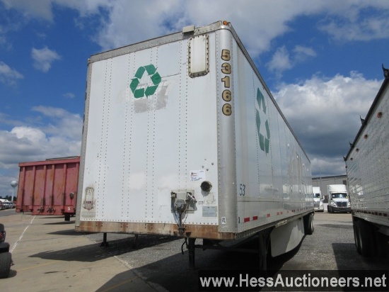 2000 WABASH 53' X 102&#34; VAN TRAILER, 65000 GVW, SPRING SUSP, LP 22.5 TIRES, SWING REAR DOOR, SPRI