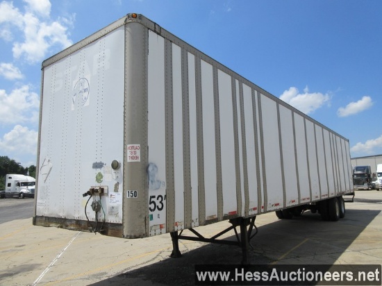 1997 WABASH P-102 CW 53' X 102&quot; VAN TRAILER, STORAGE TRAILER, 68000 GVW, T/A, AIR SUSP, 295/75R