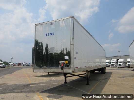 2005 UTILITY VS2DC 53' DRY VAN TRAILER, ROOF DAMAGE - NO PANELS, 65000 GVW, T/A, AIR SUSP, 295/75R22
