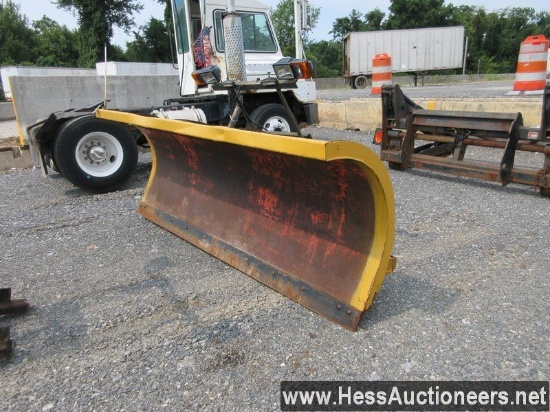 10' HYDRAULIC SNOW PLOW, TAKEN OFF A DUMP TRUCK, WITH RECEIVER HITCH, STOCK # 53101