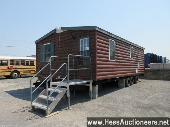2008 16' X 28' DOUBLE WIDE MOBILE HOME CAMP BUILDING ONLY, T/A WITH DETACHABLE HITCH, 2 CEILING FANS
