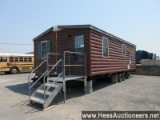 2008 16' X 28' DOUBLE WIDE MOBILE HOME CAMP BUILDING ONLY, T/A WITH DETACHABLE HITCH, 2 CEILING FANS