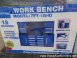 2021 Steelman 7' Work Bench With 18 Drawers, Blue, 86" X 23" X 39