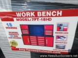 2021 Steelman 7' Work Bench With 18 Drawers, Red, 86" X 23" X 39&