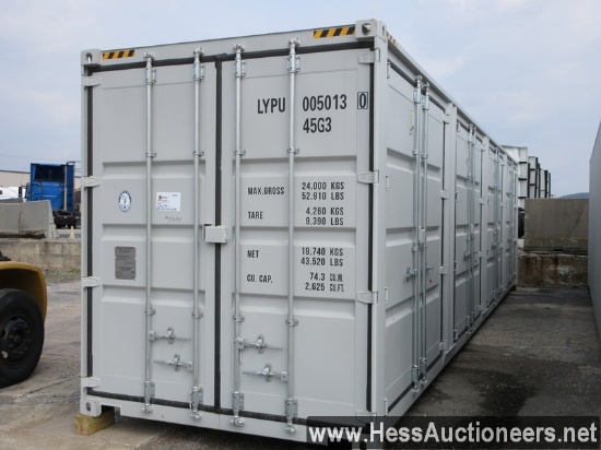 2021 40' High Cube Four Multi Door Container, Four Side Open Door, One End