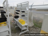 Rolling parts organizer with bins, 2 shelves, 72" w x 26" l x 78&