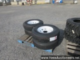 Set of 4 new st235/80r16 radial trailer tires/wheels, stock # 55008
