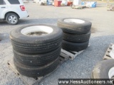 6 - 285/75r24. 5 tires on wheels, stock # 55878