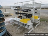 Rolling parts organizer with bins, 2 shelves, 72" w x 26" l x 78&