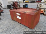 500 gallon bulk oil tank and pump, need fill cap, has 2 hose reels, one noz