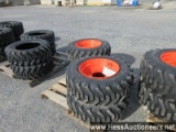 Set of 4 new 10-16. 5 sks332 tires on bobcat wheels, stock # 55002